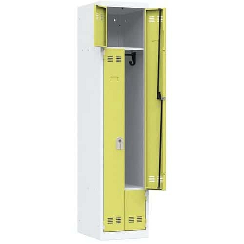 Svařovaná šatní skříň Vinco, dveře Z, 2 oddíly, cylindrický zámek, šedá/zelená