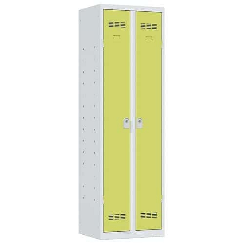 Svařovaná skříň víceúčelová Vinco, 2 oddíly, 600 mm, cylindrický zámek, šedá/zelená