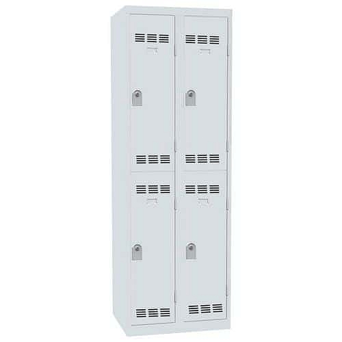 Svařovaná šatní skříň Vinco, 2 sloupce, 4 boxy, 300 mm, cylindrický zámek, šedá/šedá