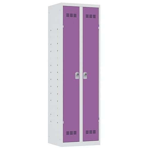 Svařovaná skříň víceúčelová Vinco, 2 oddíly, 600 mm, otočný uzávěr, šedá/fialová