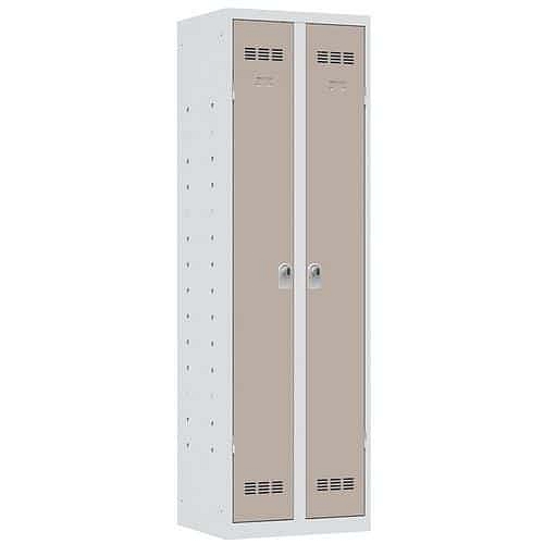 Svařovaná skříň víceúčelová Vinco, 2 oddíly, 600 mm, otočný uzávěr, šedá/hnědá