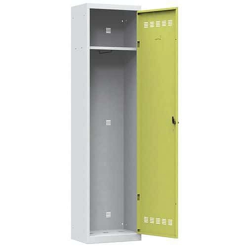 Svařovaná šatní skříň Vinco, 1 oddíl, 500 mm, cylindrický zámek, šedá/zelená