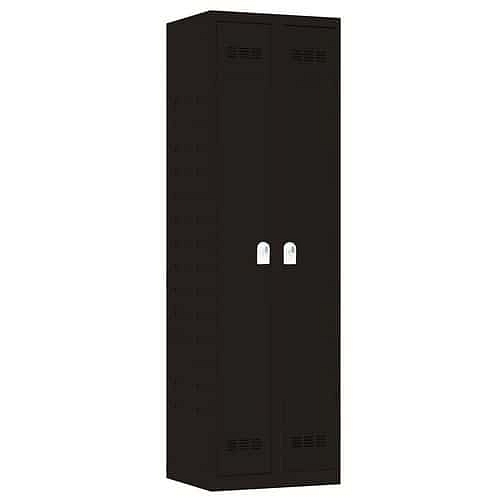 Svařovaná skříň víceúčelová Vinco, 2 oddíly, 600 mm, otočný uzávěr, černá/černá