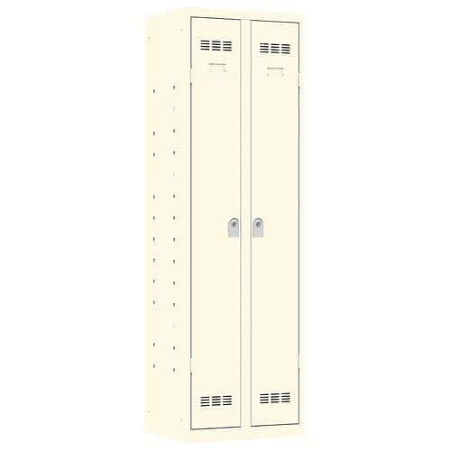 Svařovaná skříň víceúčelová Vinco, 2 oddíly, 600 mm, cylindrický zámek, béžová/béžová