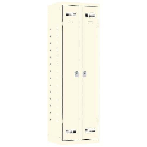 Svařovaná skříň víceúčelová Vinco, 2 oddíly, 600 mm, cylindrický zámek, béžová/béžová