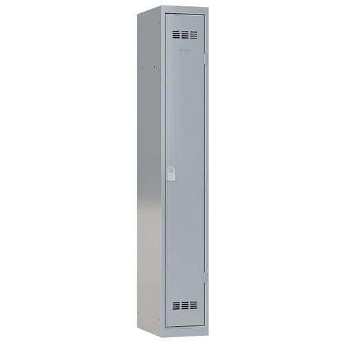 Svařovaná šatní skříň Vinco, 1 oddíl, 300 mm, cylindrický zámek, bílý hliník/bílý hliník