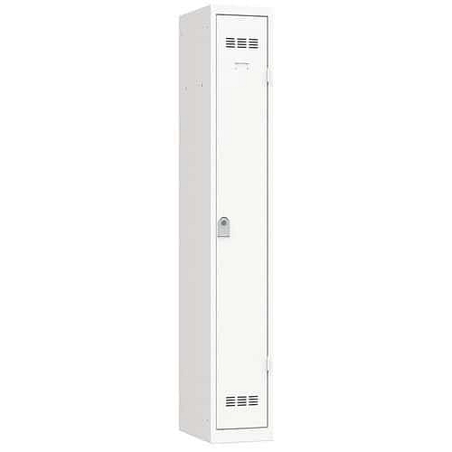 Svařovaná šatní skříň Vinco, 1 oddíl, 300 mm, cylindrický zámek, bílá/bílá