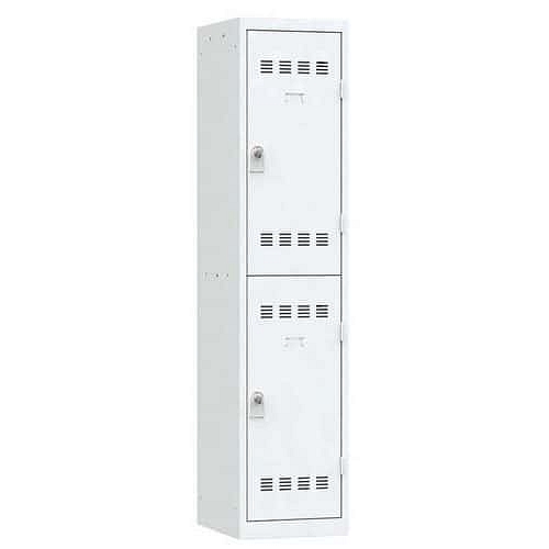 Svařovaná šatní skříň Vinco, 1 sloupec, 2 boxy, 400 mm, otočný uzávěr, šedá/šedá