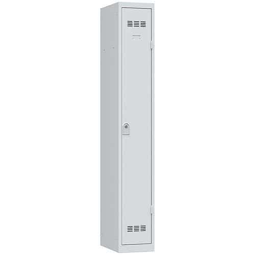 Svařovaná šatní skříň Vinco, 1 oddíl, 300 mm, cylindrický zámek, šedá/šedá