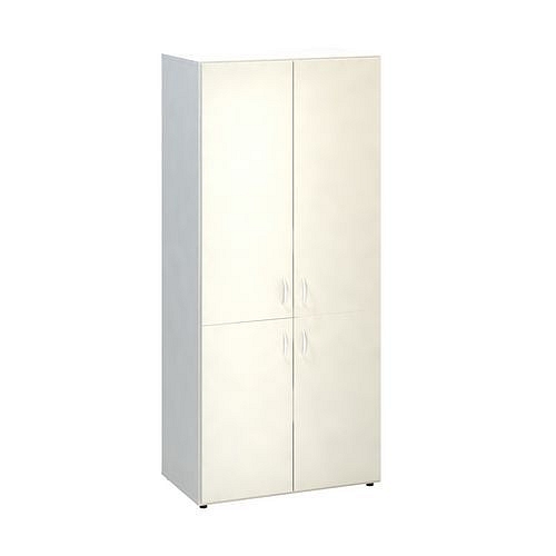 Vysoká široká skříň Alfa 500, 178 x 80 x 47 cm, s dvířky, dezén bílá