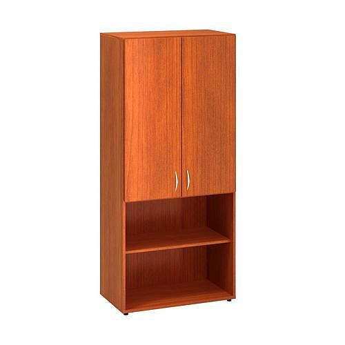 Vysoká široká skříň Alfa 500, 178 x 80 x 47 cm, s nikou a dvířky, dezén třešeň