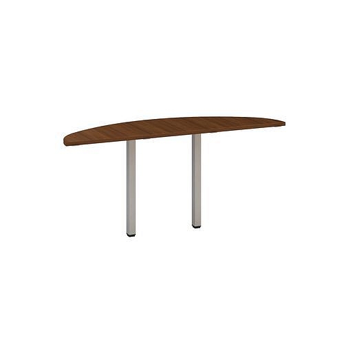 Stolová přístavba Alfa 200 s šedým podnožím, 45 x 162,5 x 74,2 cm, 1/2 kruh, dezén ořech