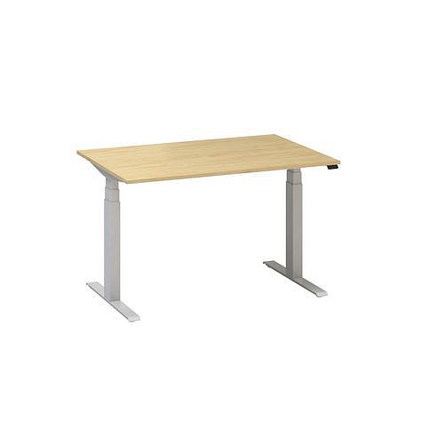 Výškově nastavitelný kancelářský stůl Alfa Up s šedým podnožím, 120 x 80 x 61,5-127,5 cm, dezén buk Bavaria