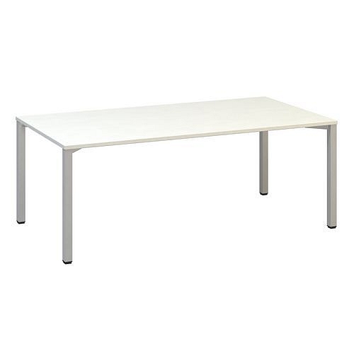 Konferenční stůl Alfa 420 s šedým podnožím, 200 x 100 x 74,2 cm, dezén bílá