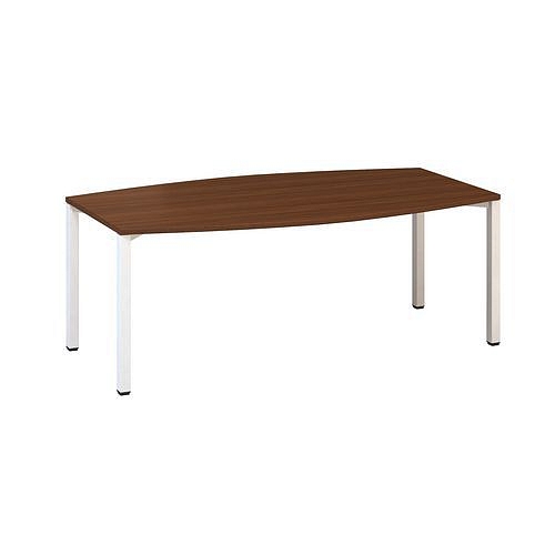 Konferenční stůl Alfa 420 s bílým podnožím, 200 x 110 x 74,2 cm, dezén ořech
