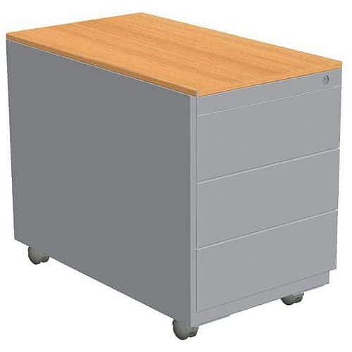 Pojízdný zásuvkový kontejner Combi-Classic, 80 x 42 x 54,7, šedý/buk, 3 zásuvky