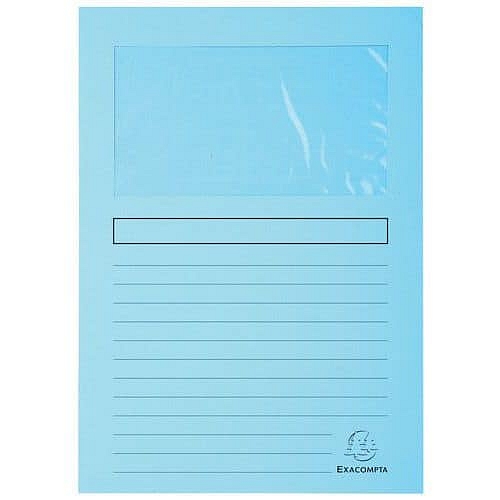 Složky na dokumenty Super s okénkem 160 g/m2, balení 100 ks, 22x31 cm, světle modrá