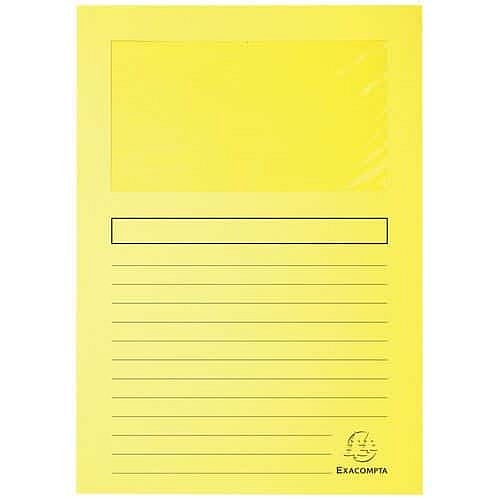 Složky na dokumenty Super s okénkem 160 g/m2, balení 100 ks, 22x31 cm, kanárkově žlutá