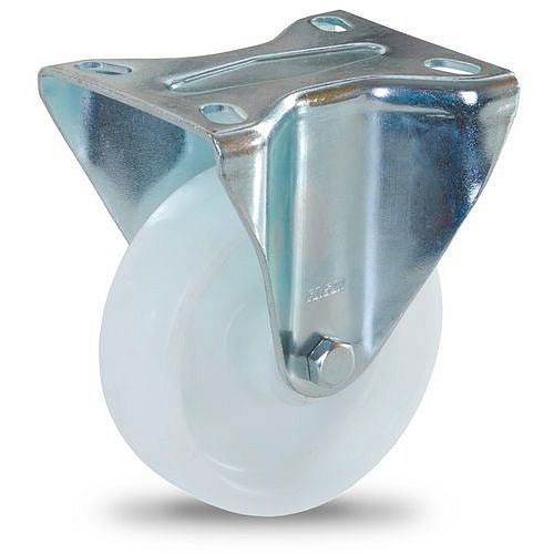 Polypropylenové transportní kolo s přírubou, průměr 100 mm, pevné, kluzné ložisko