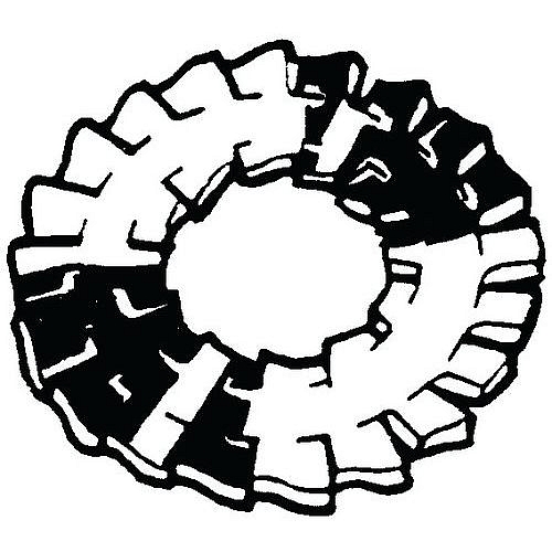 Pojistná vějířová podložka s oboustranným ozubením typ DD NF E27-626 Pružinová ocel Pozinkované M5