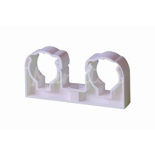 Příchytka dvojitá se třmenem 2x20mm bílá UNI, 50ks