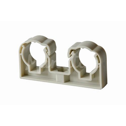 Příchytka dvojitá se třmenem 2x25mm šedá UNI, závit M6, 50ks