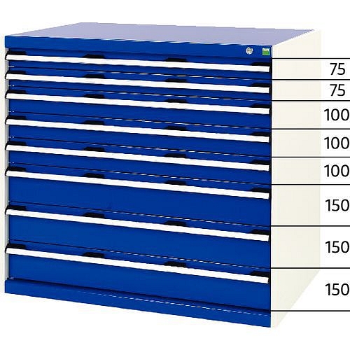 Dílenská zásuvková skříň, Bott SL-107, výška 100 cm, 8 zásuvek