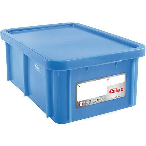 Stohovatelná plastová přepravka s víkem Gilac, 35 l, modrá