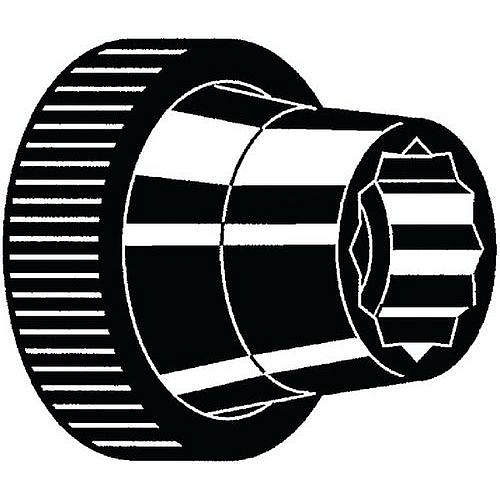 Vysoký rýhovaný knoflík pro šestihranné šrouby a matice Plast Polyoxymetylén vysoký M8X36x23