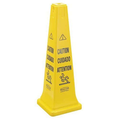 Vícejazyčný bezpečnostní kužel 91,4 cm žlutý