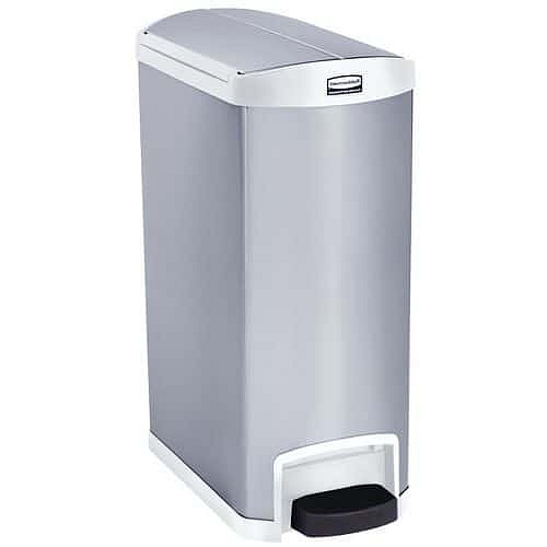 Odpadkový koš Slim Jim Step On End Step 50 l z matné nerezové oceli, bílý