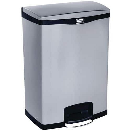 Odpadkový koš Slim Jim Step On End Step 90 l z matné nerezové oceli, černý