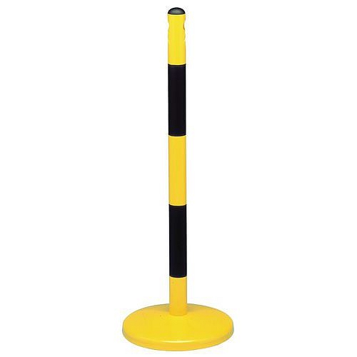 Kovový zahrazovací sloupek Reva, výška 90 cm, černý/žlutý, pro 1 řetěz