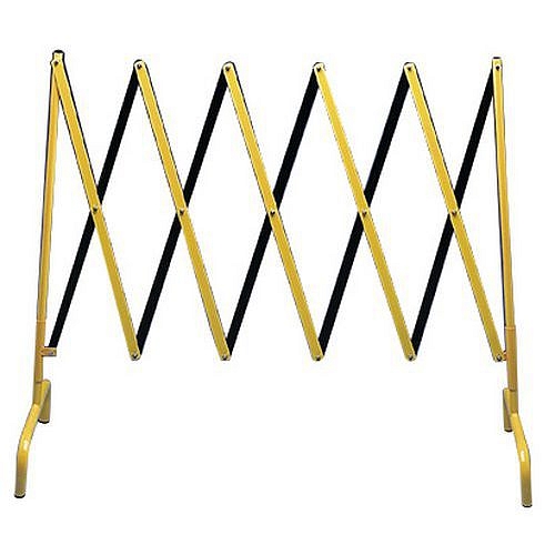 Kovová mobilní zábrana skládací Martin, délka max. 2850 mm, žlutá/černá