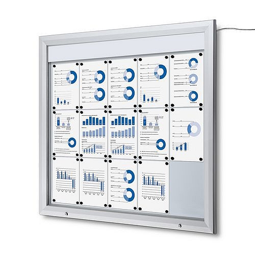 Osvětlená magnetická vitrína Teo, jednokřídlá, 15 x A4