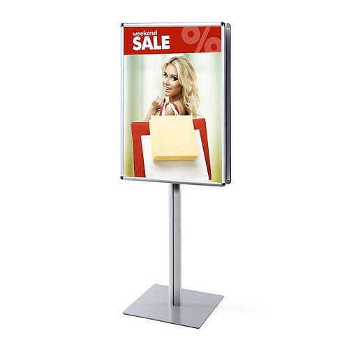 Oboustranný reklamní stojan Infopole, profil 25 mm, oblé rohy, 100 x 70 cm