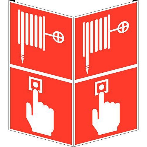 Požární bezpečnostní značka – „Požární hadice a tlačítko požárního poplachu“, PVC, úhlová