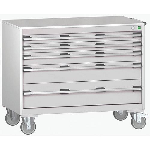 Mobilní zásuvková skříň Bott Cubio, 89 x 105 x 65 cm, 5 zásuvek, linoleum, šedá-šedá