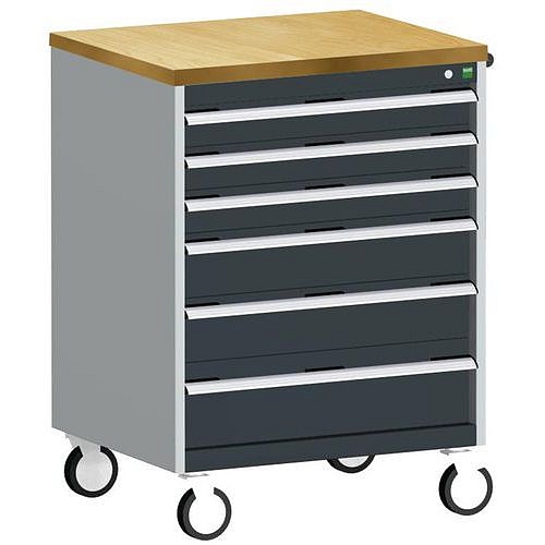 Mobilní zásuvková skříň Bott Cubio, 109 x 80 x 65 cm, 6 zásuvek, multiplex, šedá-antracit