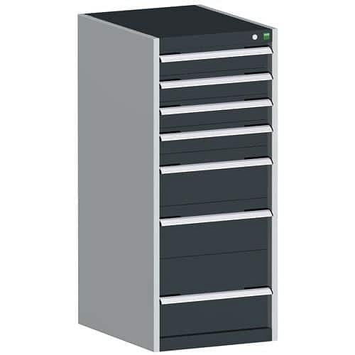 Dílenská zásuvková skříň Bott Cubio, 120 x 52,5 x 52,5 cm, 7 zásuvek, šedá-antracit