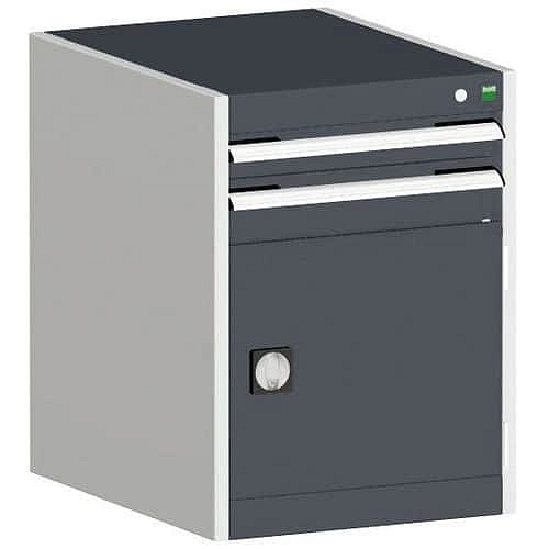 Dílenská zásuvková skříň Bott Cubio, 70 x 52,5 x 65 cm, 2 zásuvky, 1 skříňka, šedá-antracit