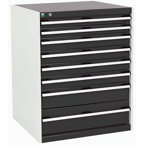 Dílenská zásuvková skříň Bott Cubio, 100 x 80 x 75 cm, 8 zásuvek, šedá-antracit