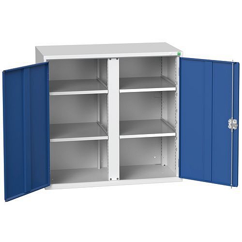 Kovová skříň pro údržbu Bott Verso, 100 x 105 x 55 cm, 4 police, šedá-modrá