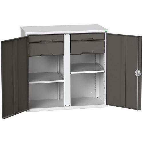 Kovová skříň pro údržbu Bott Verso, 100 x 105 x 55 cm, 2 police, 4 zásuvky, šedá-antracit