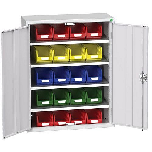 Skříň Bott Verso s boxy, 100 x 80 x 35 cm, 4 police, 20 boxů, šedá-šedá