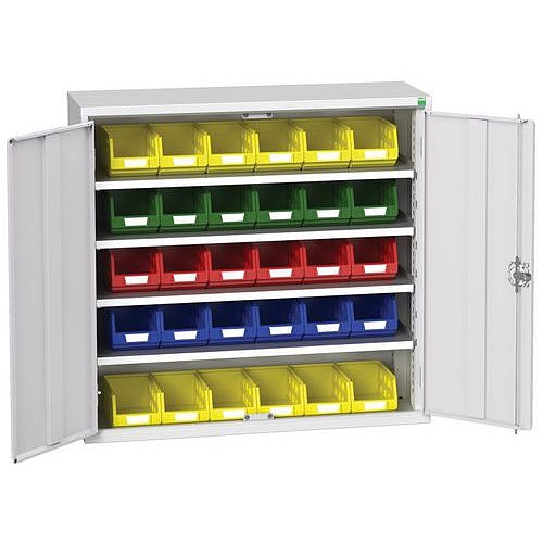 Skříň Bott Verso s boxy, 100 x 105 x 35 cm, 4 police, 30 boxů, šedá-šedá