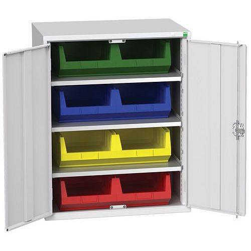 Skříň Bott Verso s boxy, 100 x 80 x 55 cm, 3 police, 8 boxů, šedá-šedá