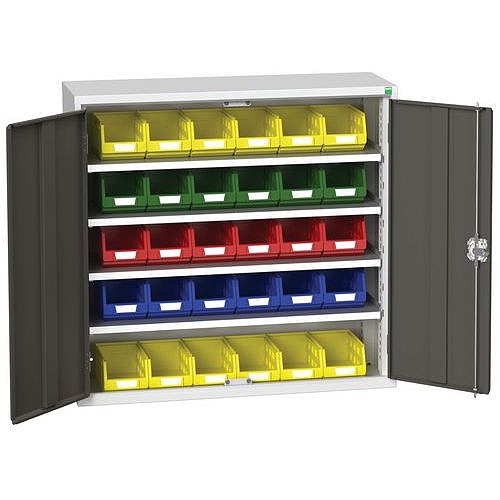 Skříň Bott Verso s boxy, 100 x 105 x 35 cm, 4 police, 30 boxů, šedá-antracit