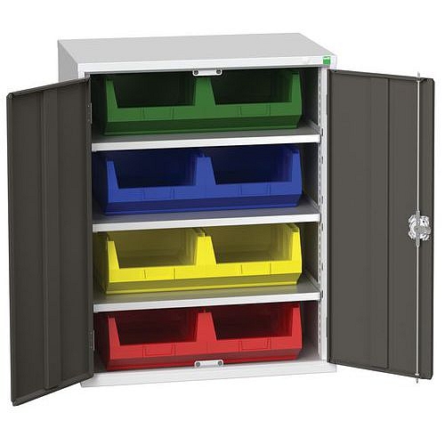 Skříň Bott Verso s boxy, 100 x 80 x 55 cm, 3 police, 8 boxů, šedá-antracit