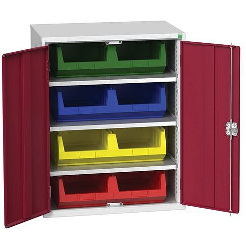 Skříň Bott Verso s boxy, 100 x 80 x 55 cm, 3 police, 8 boxů, šedá-červená